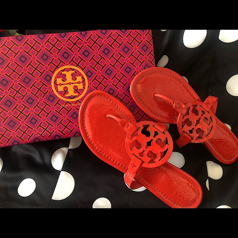 Tory Burch Miller Slides in Bright Samba 9.5
